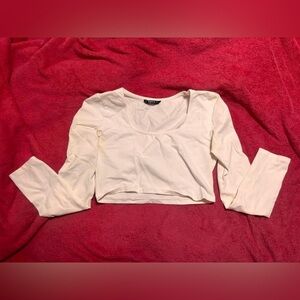 SHEIN Cream Long Sleeve Crop Top